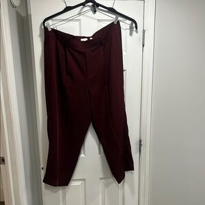 Vince Burgundy Ankle Cropped Pants with Elastic Waistband
